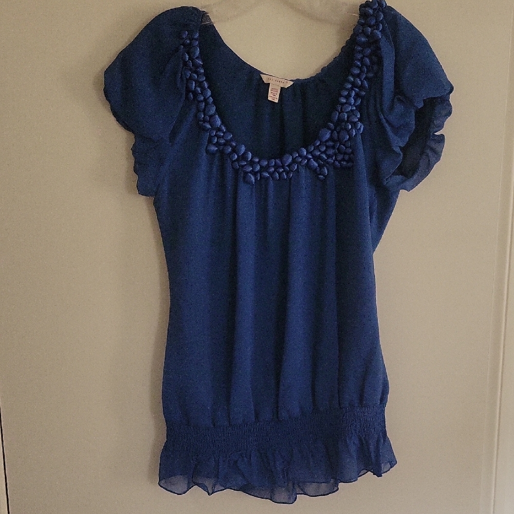Ted Baker Royal Blue Blouse with Ruffle Detail